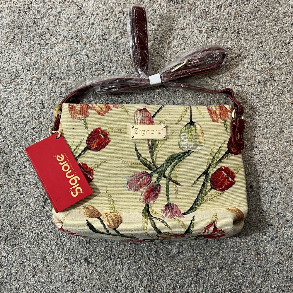 NWT Signare USA Tulip White Crossbody Bag